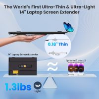 2025 Upgraded 14" Laptop Screen Extender, Ultra-Thin 1080P Laptop Monitor Extender, Ultra-Light Dual Screen Portable Monitor for 13-17.3" Laptops, Compatiable with Windows/Mac/Linux/Chrome/Android/iOS - Image 2