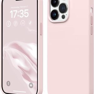 AOTESIER Shockproof Designed for iPhone 14 Pro Max Case, [Food Grade Silicone] [Military Drop Protection] with Anti-Scratch Lining Protective Phone Case for 14 ProMax, 6.7 inch, Chalk Pink