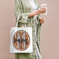 Mothers Day Birthday Gift for Mom Doodle Letters Mama Canvas Tote Bag Valentines Day Christmas Appreciation Gifts for Women Travel Work Commuter Shopping Shoulder Tote Bags - Image 3