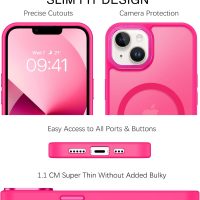 BENTOBEN Magnetic for iPhone 13 Case & iPhone 14 Case [Compatible with Magsafe] Translucent Matte Phone Case iPhone 13/14 Slim Thin Shockproof Women Men Protective Cover Cases, Hot Pink - Image 8