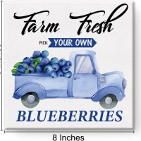 Farmhouse Blueberry Truck Wall Art Blueberries Canvas Print Painting Framed Poster Home Kitchen Decoration 8 X 8 Inch - Image 2