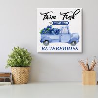 Farmhouse Blueberry Truck Wall Art Blueberries Canvas Print Painting Framed Poster Home Kitchen Decoration 8 X 8 Inch - Image 4