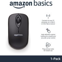 Amazon Basics 2.4 Ghz Wireless Optical Computer Mouse with USB Nano Receiver, Black - Image 2