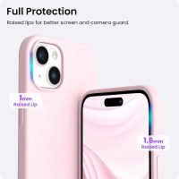 ORNARTO Compatible with iPhone 15 Plus Case 6.7", Slim Liquid Silicone 3 Layers Full Covered Soft Gel Rubber Cover Protective Phone Case with Anti-Scratch Microfiber Lining-Pink - Image 4