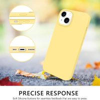 GUAGUA Compatible with iPhone 13 Case 6.1 Inch Liquid Silicone Soft Gel Rubber Slim Thin Microfiber Lining Cushion Texture Cover Shockproof Protective Phone Case for iPhone 13, Yellow - Image 4