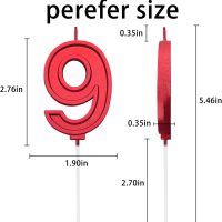 Red 9 Number Birthday Candles for Cake, 2.76 Inch Cake Topper Number 9 Candles for Wedding Anniversary Cake Decorations, Happy Birthday Party Decorations - Image 2