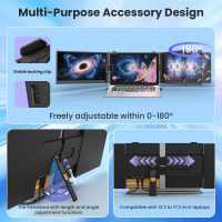 2025 Upgraded 14" Triple Laptop Screen Extender, Ultra-Thin 1080P FHD Displays for Laptop, Ultra-Light Triple Monitor for 13.3-17.3" Laptops, Compatiable with Windows/Mac/Chrome OS and Mobile Devices - Image 4