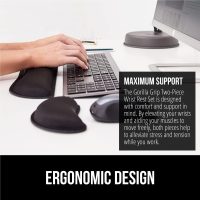 GORILLA GRIP Silky Gel Memory Foam Wrist Rest for Computer Keyboard, Mouse, Ergonomic Design for Typing Pain Relief, Desk Pads Support Hand and Arm, Mousepad Rests, Stain Resistant, 2 Piece Pad, Black - Image 4