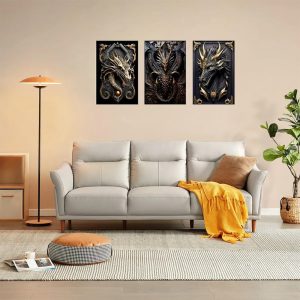 1Set/3pcs Repic Dragon Art Intricate Ornate Dragon Portraits, 8x12 Inches, Unframed