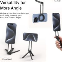 ULANZI MA30 Magnetic Phone Tripod Stand for iPhone - Aluminium Maglock Smartphone Mini Tripod Pocket Cell Phone Stand Strong Magnet Quick Mount Compatible with iPhone 16 15 14 13 12 Series, Black - Image 4