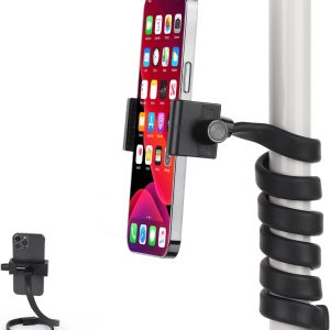 Portable Flexible Cell Phone Holder Stand for Treadmill/Stroller/Elliptical/Car/Bike/Shopping Cart,Compatible with 3.5~7.5" iPhone/Smartphone, 27.5 inch/70cm Long Arm for Cellphone