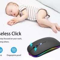 Wireless Bluetooth Mouse Rechargeable Laptop Mice with LED Use Portable(BT5.2 and USB 2.4G) Dual Mode Connection Silent Slim Computer Mouse for Laptop/iPad Tablet/Apple MacBook/PC (Black) - Image 3
