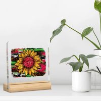 Sunflower Summer Decor Gifts for Women Men Friends Summer Holiday Decor Clear Acrylic Beach Decorations Sign for Home Office Table Mantel Shelf 4 x 4 Inch - Image 6