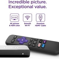 Roku 3920RW-SW Premiere - 4K/HDR Streaming Media Player, Enabled with Premium High Speed HDMI Cable & Simple Remote, Wi-Fi, with HDMI Cable and USB Extension Cord - Image 2