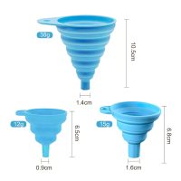 Kitchen Funnel Set 3 Pack, Small Medium Large, Kitchen Accessories Foldable Silicone Collapsible Funnels for Filling Water Bottle Liquid Transfer, Blue - Image 2