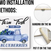 Farmhouse Blueberry Truck Wall Art Blueberries Canvas Print Painting Framed Poster Home Kitchen Decoration 8 X 8 Inch - Image 3
