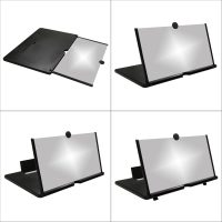 12‘’ Screen Magnifier Amplifier 3D HD Smart Mobile Phone Movies Amplifier with Leather Foldable Holder Stand for Any Smartphone, Supports All Smartphones(Black) - Image 4