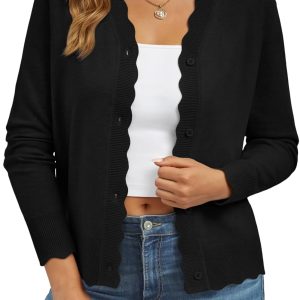 LILLUSORY Womens Cardigan Sweaters Long Sleeve Casual Lightweight Button Down V-Neck Fall Clothes 2025