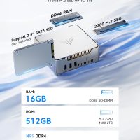 KAMRUI GK3 Plus Mini PC 16GB RAM 512GB M.2 SSD, Intel 12th Alder Lake N95 (up to 3.4GHz) Micro PC, 2.5''SSD, Gigabit Ethernet, 4K UHD, WiFi, BT, VESA/Home/Business Mini Desktop Computer - Image 3