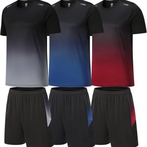 BOOMCOOL Gym Clothes workout shorts and long sleeve shirts for men running dry fit athletic outfits sets 6 pack