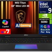 MSI Titan AI Gaming Laptop 18" 120Hz Mini LED 4K Display (Intel Ultra 9-285HX, GeForce RTX 5090 24GB, 64GB DDR5, 2x8TB PCIe SSD (16TB), Per Key RGB KB, Win 11 Pro) w/USB-C Dock - Image 2