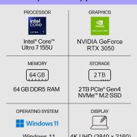 HP Envy 17 AI PC Laptop (17.3" 4K UHD (3840 x 2160), NVIDIA RTX 3050, Intel Core Ultra 7 155U (> i9-12900H), 64GB DDR5, 2TB SSD) for Business, Creator, Designer, IR Webcam, Wi-Fi 7, Win 11 Pro, 2025 - Image 2