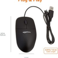 Amazon Basics 3-Button USB Wired Mouse with Scrolling and Tracking - Standard, Black - Image 5