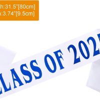 Class of 2025 Sash, White Finally Graduated Sash with Foil Royal Blue Letters Cheerleader Senior 2025 Sash for Graduation Party Supplies - Image 3
