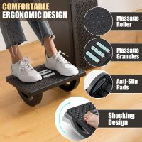 Foot Rest for Under Desk at Work - Ergonomic Foot Stools for Under Office Desk - Rocking Footrest with Roller Massager - Leg Rest for Chair, Computer Gaming - Promote Leg Circulation - Image 3