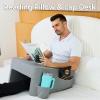 Reading Pillow for Gaming,Soft Lap Desk Pillow for Laptop,Ultimate Lap Pillow with Cup Holder Pocket,Comfort Laptop Lap Desk for Bed Couch Car (Gray, Large) - Image 5
