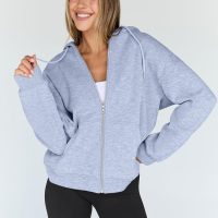 Trendy Queen Womens Zip Up Hoodies Oversized Sweatshirts Fall School Fashion Outfits Casual Jackets 2025 Winter Clothes - Image 2