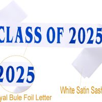 Class of 2025 Sash, White Finally Graduated Sash with Foil Royal Blue Letters Cheerleader Senior 2025 Sash for Graduation Party Supplies - Image 2