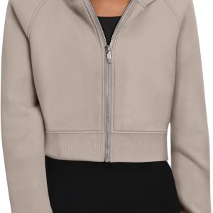 Trendy Queen Womens Zip Up Hoodies Jackets Cropped Sweatshirts Fleece Fall Outfits Casual Comfy Y2k Tops Winter Clothes 2025