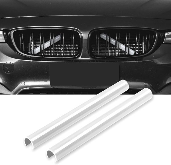 AggAuto Compatible with BMW Grille Inserts Stripes for 1/2/3/4/5 Series (F20 F21 F22 F23 F30 F31 F32 F33 F34 F36 F45 F46) 2011-2021, 328i/320i/335i/428i Grill Insert Accessories White V Brace Cover