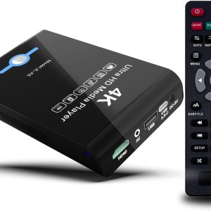 4K Ultra HD Media Player & HDD Enclosure 2-in-1 - Play H.265/HEVC H.264/AVC MP4 MKV Videos MP3 Music JPG Photos, 4K 60fps HDMI, Analog AV Etc,Supports 2"/2.5"/3" SATA HDDs with USB/SD Card Expansion
