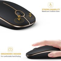 VssoPlor Wireless Mouse, 2.4G Slim Portable Computer Mice with Nano Receiver for Notebook, PC, Laptop, Computer (Black and Gold) - Image 6