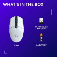 Logitech G305 LIGHTSPEED Wireless Gaming Mouse, Hero 12K Sensor, 12,000 DPI, Lightweight, 6 Programmable Buttons, 250h Battery Life, On-Board Memory, PC/Mac - White - Image 9