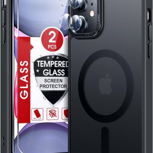 LeYi Magnetic for iPhone-11 Phone Case Compatible with MagSafe [ Screen Protector+ Camera Cover] Funda Para ipone 11case Military Grade Protective Translucent Matte Cases for i Phone 11 iphone11,Black