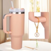 2Pcs Letter V Charms Accessories for Stanley Simple Modern Cup Name id Plate Initial Letter Handle Personalized Charm For Stanley Tumbler Water Cup Handle Identification Letter Charm White Black - Image 7