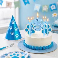Blue Birthday Decorations, Paw Blue Number 5 Birthday Candle, 5th Birthday Candles Azure Blue Cake Topper Cupcake Toppers Dog Paw Theme Birthday Party Decorations Supplies Cake Sparklers Baby Shower - Image 3