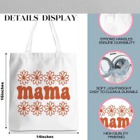 Mothers Day Birthday Gift for Mom Cute Floral Mama Canvas Tote Bag Valentines Day Christmas Appreciation Gifts for Women Travel Work Commuter Shopping Shoulder Tote Bags - Image 2