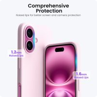 ORNARTO Compatible with iPhone 16 Case 6.1", Slim Liquid Silicone 3 Layers Full Covered Soft Gel Rubber Shockproof Phone Case, Protective Cover with Anti-Scratch Microfiber Lining-Chalk Pink - Image 4