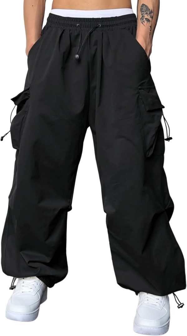 JMIERR Men's Baggy Cargo Pants Trendy Casual Parachute Pant Loose Fit Harem Joggers with Pockets for Streetwear