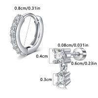 Silver Earrings for Women Flat Back Earrings Hypoallergenic Earrings for Women Surgical Steel Earrings Small Hoop Earrings for Women Silver Cartilage Earring Helix Jewelry Second Hole Earrings Set - Image 2