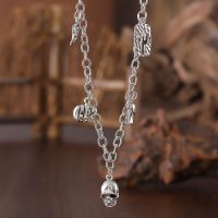 Silver Plated Skull Earrings for Women - Chain Design Silver Plated Skull Earrings, Personalized Hypoallergenic Non Tarnish Earrings, Christmas Birthday Gifts Trendy Jewelry - Image 4