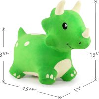 iPlay, iLearn Bouncy Pals Dinosaur Hopper Toy 2 Year Old Boy, Toddler Plush Bounce Animals, Ride on Bouncing Triceratops for Kids, Outdoor Hopping Horse Bouncer, Cool Birthday Gifts 3 4 5 6 Yr Girls - Image 7