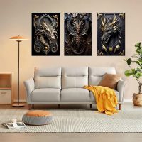 1Set/3pcs Repic Dragon Art Intricate Ornate Dragon Portraits, 8x12 Inches, Unframed - Image 2