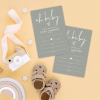 Green Invitation For Baby Shower Party, 15 Minimalism Double Sided invites With Envelopes For Boys And Girls, Baby Announcement, Gender Reveal, Activity Decorations-A134 - Image 3