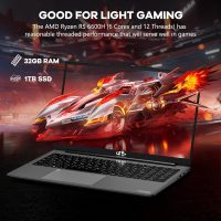 15.6 Business-gaming-Laptop, 6-Cores AMD Ryzen 5 6600H 660M 6nm GPU, 32GB DDR5 1TB SSD(Beat i7-1165G7 up to 4.5GHz)100W Type-C FHD IPS Laptop-Computer with Fingerprint Backlit Keyboard WiFi5 Win11 - Image 2