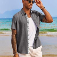 COOFANDY Men's Button Down Shirts Short Sleeve Casual Shirts Summer Beach Shirts Vacation Wedding Shirts with Pocket - Image 3